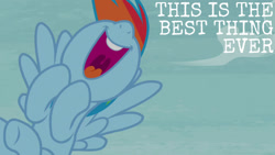 Size: 1280x720 | Tagged: safe, edit, edited screencap, editor:quoterific, imported from derpibooru, screencap, rainbow dash, pegasus, pony, rarity investigates, season 5, female, flying, mare, mawshot, nose in the air, open mouth, smiling, solo, uvula, volumetric mouth