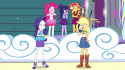 Size: 1920x1080 | Tagged: safe, imported from derpibooru, screencap, applejack, pinkie pie, rarity, sci-twi, sunset shimmer, twilight sparkle, equestria girls, equestria girls series, rollercoaster of friendship