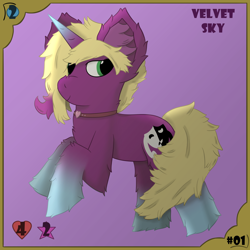 Size: 2000x2000 | Tagged: safe, artist:spiroudada, imported from derpibooru, oc, oc only, oc:velvet sky, pony, unicorn, card, choker, high res, male, solo, stallion