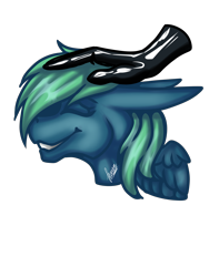 Size: 3000x4000 | Tagged: safe, artist:stirren, imported from derpibooru, oc, oc only, oc:emerald, pegasus, pony, hand, head pat, latex, pat, petting, simple background, smiling, solo, sticker, transparent background