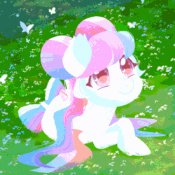 Size: 1000x1000 | Tagged: safe, artist:taligintou, imported from derpibooru, oc, oc only, oc:twinkle-star, bat pony, pony, animated, emofuri, looking at you, smiling, smiling at you, solo, white