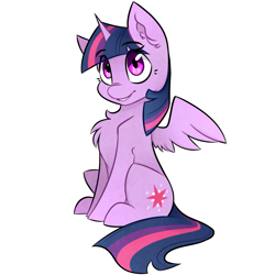 Size: 2749x2749 | Tagged: safe, artist:pointdelta, imported from derpibooru, part of a set, twilight sparkle, alicorn, pony, chest fluff, ear fluff, eyebrows, eyebrows visible through hair, high res, simple background, smiling, solo, twilight sparkle (alicorn), white background, wingding eyes