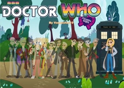 Size: 2326x1649 | Tagged: safe, artist:edcom02, artist:vanossfan10, imported from derpibooru, human, equestria girls, christopher eccleston, clothes, colin baker, crossover, david tennant, doctor who, eighth doctor, eleventh doctor, fifth doctor, first doctor, fourth doctor, fourth doctor's scarf, humanized, jodie whittaker, john hurt, jon pertwee, matt smith, ninth doctor, patrick troughton, paul mcgann, peter capaldi, peter davison, scarf, second doctor, seventh doctor, sixth doctor, striped scarf, sylvester mccoy, tardis, tenth doctor, third doctor, thirteenth doctor, time lady, time lord, tom baker, tom baker's scarf, twelfth doctor, war doctor, william hartnell