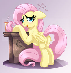 Size: 1500x1540 | Tagged: safe, artist:joakaha, imported from derpibooru, fluttershy, pegasus, pony, bipedal, bipedal leaning, butt, female, floppy ears, flutterbutt, leaning, looking at you, open mouth, plot, solo, talking to viewer