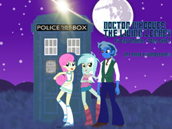 Size: 1280x960 | Tagged: safe, artist:vanossfan10, imported from derpibooru, bon bon, doctor whooves, lyra heartstrings, sweetie drops, time turner, human, equestria girls, doctor who, doctor whooves the living legacy, humanized, tardis