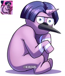 Size: 2038x2397 | Tagged: safe, artist:h3rz4rl, imported from derpibooru, oc, oc only, oc:sasuke, anthro, hybrid, baby, interspecies offspring, la creatura, offspring, parent:mordecai, parent:twilight sparkle, parents:mordetwi, simple background, solo, white background