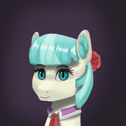 Size: 1000x1000 | Tagged: safe, artist:trotski432, artist:vezja, imported from derpibooru, coco pommel, bust, female, flower, mare, portrait, rose, simple background