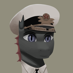 Size: 1000x1000 | Tagged: safe, artist:trotski432, artist:vezja, imported from derpibooru, oc, oc:valery sablynx, changeling, bust, clothes, hat, hearts of iron, male, officer, portrait, soviet, uniform