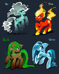 Size: 800x1000 | Tagged: safe, artist:skyeypony, imported from derpibooru, oc, oc only, earth pony, elemental, pony, air, earth, fire, water