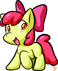 Size: 528x643 | Tagged: safe, artist:zutcha, imported from derpibooru, apple bloom, earth pony, pony, bow, female, filly, open mouth, open smile, simple background, smiling, solo, transparent background