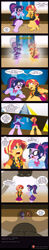 Size: 2096x10745 | Tagged: safe, artist:niban-destikim, imported from derpibooru, sci-twi, sunset shimmer, twilight sparkle, human, spider, comic:the shrinking project, equestria girls, barefoot, comic strip, commission, emanata, feet, looking up, shrinking, shrunken, sweat, sweatdrops