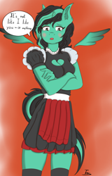 Size: 2178x3400 | Tagged: safe, artist:shypuppy, imported from derpibooru, oc, oc only, oc:ginny, alicorn, anthro, unguligrade anthro, blushing, clothes, high res, maid, solo, speech bubble, tsundere