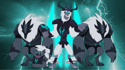 Size: 5360x3009 | Tagged: safe, artist:andoanimalia, imported from derpibooru, grubber, storm king, storm creature, my little pony: the movie, antagonist, beast, lightning, storm, storm guard, storm king's emblem