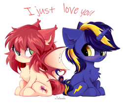 Size: 5000x4200 | Tagged: safe, artist:xsatanielx, imported from derpibooru, oc, oc only, oc:airi, oc:vajr, bat pony, pony, unicorn, absurd resolution, bat pony oc, bat wings, blushing, chest fluff, cute, duo, female, fluffy, horn, looking at each other, male, oc x oc, shipping, straight, vairi, wings