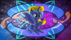 Size: 3840x2160 | Tagged: safe, artist:cyanlightning, artist:laszlvfx, edit, imported from derpibooru, princess luna, pony, cheese, cheese hat, cheese moon, female, filly, food, hat, high res, solo, wallpaper, wallpaper edit, woona, younger