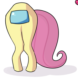 Size: 814x818 | Tagged: safe, artist:lockheart, artist:tjpones edits, edit, imported from derpibooru, fluttershy, pony, abomination, amogus, among us, crewmate, cursed image, female, meme, nightmare fuel, not salmon, simple background, solo, wat, white background