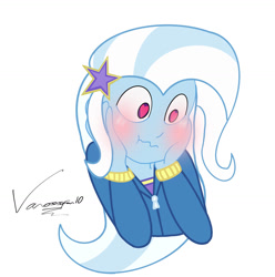 Size: 1280x1292 | Tagged: safe, artist:vanossfan10, imported from derpibooru, trixie, equestria girls, blushing, doctortrix, heart eyes, in love, wingding eyes