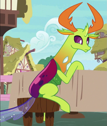 Size: 611x716 | Tagged: safe, imported from derpibooru, screencap, thorax, changedling, changeling, triple threat, cropped, king thorax, sitting, solo, table