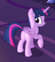 Size: 314x359 | Tagged: safe, imported from derpibooru, screencap, twilight sparkle, alicorn, pony, triple threat, butt, cropped, female, mare, plot, raised hoof, solo, twibutt, twilight sparkle (alicorn)
