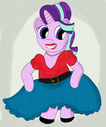 Size: 5036x6048 | Tagged: safe, artist:pinkiepie69, imported from derpibooru, starlight glimmer, pony, unicorn, 1950s, belt, belt buckle, bipedal, clothes, dress, female, lipstick, mare, solo