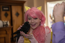 Size: 1024x684 | Tagged: safe, artist:karredroses, imported from derpibooru, fluttershy, bird, dove, human, clothes, cosplay, costume, irl, irl human, nail polish, photo, ponycon 2016, ponycon nyc