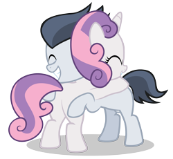 Size: 3007x2762 | Tagged: safe, artist:lunaticdawn, imported from derpibooru, rumble, sweetie belle, pegasus, pony, unicorn, colt, cute, eyes closed, female, filly, high res, hug, male, rumbelle, shipping, simple background, straight, transparent background