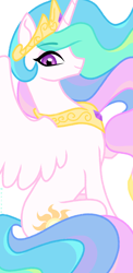 Size: 1080x2214 | Tagged: safe, artist:horizon, imported from derpibooru, princess celestia, alicorn, pony, looking at you, profile, smiling, solo, spread wings, wings