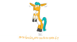 Size: 1280x699 | Tagged: safe, artist:horsesplease, imported from derpibooru, hitch trailblazer, big ears, flag, flapping, flying, futhark, g5, horrified, icelandic, norse, sad, sad hitch, scared, traumatized, wing ears