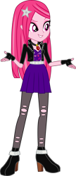 Size: 3006x6980 | Tagged: safe, artist:tacos67, imported from derpibooru, pinkie pie, sonata dusk, oc, oc only, equestria girls, boots, clothes, equestria girls-ified, eyelashes, female, fingerless gloves, gloves, grin, high heels, motorcross, not pinkie pie, shoes, shrug, simple background, skirt, smiling, solo, story included, torn clothes, transparent background