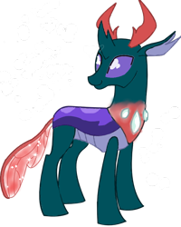 Size: 800x998 | Tagged: safe, artist:goldlines005, imported from derpibooru, pharynx, changedling, changeling, looking back, male, prince pharynx, simple background, smiling, solo, transparent background