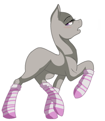 Size: 747x862 | Tagged: safe, artist:aonairfaol, imported from derpibooru, oc, oc only, earth pony, pony, bald, base, base used, bedroom eyes, clothes, earth pony oc, eyelashes, female, mare, raised hoof, simple background, socks, solo, striped socks, white background