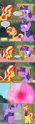 Size: 1200x4144 | Tagged: safe, artist:silverbuller, edit, edited screencap, imported from derpibooru, screencap, sunset shimmer, twilight sparkle, alicorn, centaur, pony, taur, unicorn, equestria girls, equestria girls series, forgotten friendship, centaur sunset, centaur twilight, centaurified, comic, duo, duo female, female, glowing horn, high res, horn, magic, magic aura, mare, screencap comic, species swap, spell gone wrong, telekinesis, transformation, twilight sparkle (alicorn)