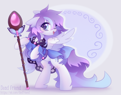 Size: 3740x2940 | Tagged: safe, artist:dedfriend, imported from derpibooru, oc, oc only, oc:butterfly effect, pegasus, pony, high res, solo, staff
