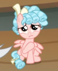 Size: 500x608 | Tagged: safe, imported from derpibooru, screencap, cozy glow, pegasus, pony, bow, female, filly, freckles, hair bow, hoof on chest, sitting, solo, spread wings, tail bow, wings