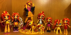 Size: 4032x1976 | Tagged: safe, artist:cadenreigns, imported from derpibooru, kotobukiya, sunset shimmer, pony, unicorn, equestria girls, my little pony: pony life, collection, doll, equestria girls minis, fashion squad, figure, figurine, g4.5, human ponidox, kotobukiya sunset shimmer, multeity, ponied up, pony life, self ponidox, shimmerstorm, sunset sushi, toy