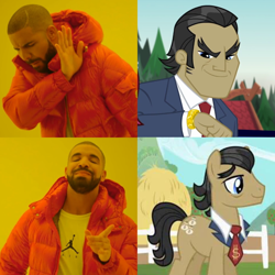 Size: 2048x2048 | Tagged: safe, imported from derpibooru, filthy rich, human, pony, equestria girls, family appreciation day, legend of everfree, drake, high res, hotline bling, meme, truth