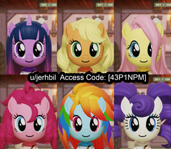 Size: 1650x1440 | Tagged: artist needed, safe, imported from derpibooru, applejack, fluttershy, pinkie pie, rainbow dash, rarity, twilight sparkle, earth pony, pegasus, unicorn, face, female, mii, miitopia, nintendo