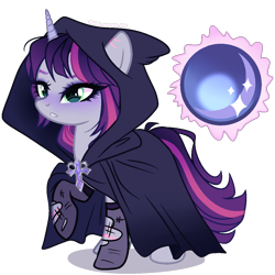 Size: 1200x1200 | Tagged: safe, artist:gihhbloonde, imported from derpibooru, oc, oc only, pony, unicorn, cloak, clothes, female, mare, offspring, parent:shadow lock, parent:twilight sparkle, parents:twilock, simple background, solo, transparent background