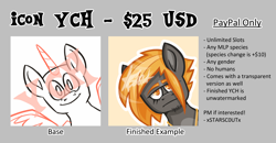 Size: 4704x2453 | Tagged: safe, artist:xstarsc0utx, artist:xsund0wnx, imported from derpibooru, oc, oc:sunny sundown, pony, advertisement, any species, commission, commission info, icon, looking at you, paypal, solo, ych example, your character here