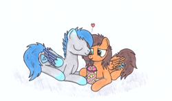 Size: 2646x1568 | Tagged: safe, artist:zocidem, imported from derpibooru, oc, oc only, oc:blueshadow, pegasus, pony, drawing, drink, lying down, romance