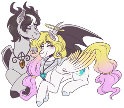 Size: 3000x2600 | Tagged: safe, artist:kikirdcz, imported from derpibooru, oc, oc only, oc:angel light, oc:void, angel pony, demon, demon pony, original species, pony, angel, high res