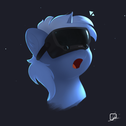 Size: 4000x4000 | Tagged: safe, artist:potato22, imported from derpibooru, oc, oc only, oc:double colon, pony, unicorn, open mouth, solo, virtual reality, vr goggles, vr headset