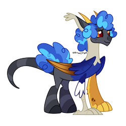 Size: 2000x2000 | Tagged: safe, artist:renhorse, imported from derpibooru, oc, oc only, draconequus, high res, offspring, parent:discord, parent:sapphire shores, simple background, solo, transparent background