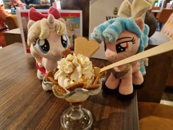 Size: 2048x1536 | Tagged: safe, artist:xeto_de, imported from derpibooru, cozy glow, oc, oc:lily allure, food, german, ice cream, irl, photo, plushie, waffle, wooden spoon