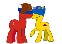 Size: 1024x731 | Tagged: safe, artist:hungarian0mapper, imported from derpibooru, oc, pony, kissing, nation ponies, ponified, russia, ukraine