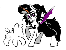Size: 1316x1000 | Tagged: artist needed, source needed, safe, imported from derpibooru, bat pony, bat pony unicorn, earth pony, hybrid, pony, unicorn, clark, connecticut, female, florkofcows, horn, male, ponified, raised hoof, simple background, the 3rd happiest man in connecticut, wat, white background, witch