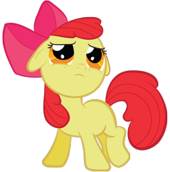 Size: 800x810 | Tagged: safe, artist:mf99k, imported from derpibooru, apple bloom, earth pony, pony, apple bloom's bow, bow, female, filly, floppy ears, hair bow, simple background, solo, transparent background, vector