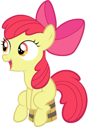 Size: 2666x3204 | Tagged: safe, artist:sunran80, imported from derpibooru, apple bloom, earth pony, pony, apple bloom's bow, bow, bucket, female, filly, hair bow, high res, open mouth, simple background, sitting, solo, transparent background, vector