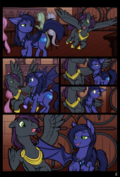 Size: 1322x1948 | Tagged: safe, artist:lichfang, imported from derpibooru, oc, oc only, oc:halfmoon, oc:rome silvanus, bat pony, pegasus, pony, comic:the pony keg, alcohol, bat pony oc, bat wings, bedroom eyes, comic, estrus, female, guardsmare, male, mare, night guard, no dialogue, royal guard, shipping denied, stallion, straight, wings