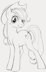 Size: 421x650 | Tagged: safe, artist:dotkwa, imported from derpibooru, applejack, earth pony, pony, applejack's hat, cowboy hat, cute, female, grayscale, hat, jackabetes, looking at you, mare, monochrome, solo